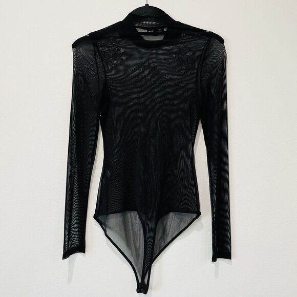 Iris Juniors Mesh Studded Bodysuit Long Sleeve Black Size Sm-Med Bodysuit Sheer - Picture 3 of 15